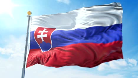 slovakia flag seamless looping 3d rendering video. beautiful textile cloth fabric loop waving