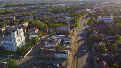 aerial view of daugavpils cityscape with historic church and urban surroundings