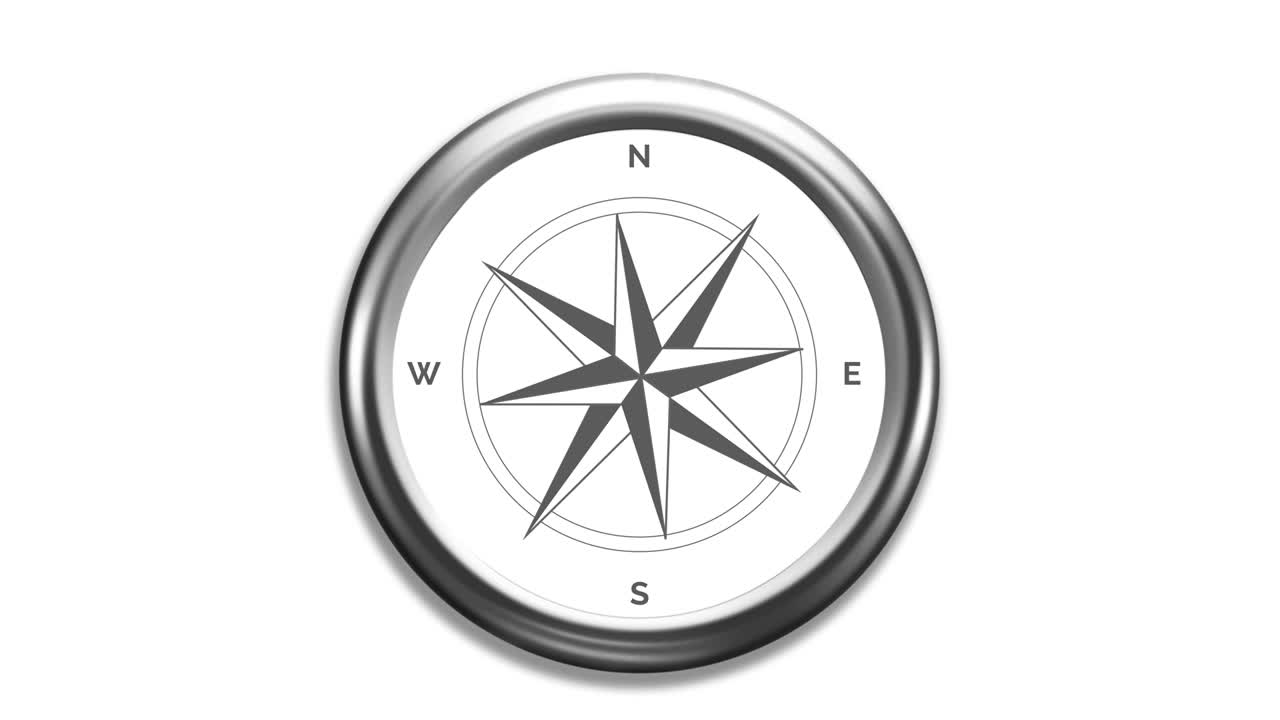 Wind rose compass with spinning pointers