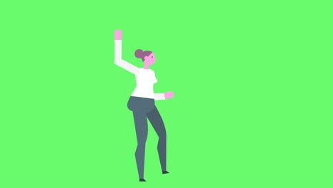 flat style graphics business woman character happy jumping isolated animation