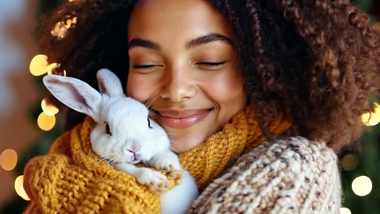 팔 에  토끼 를 들고 있는 여자