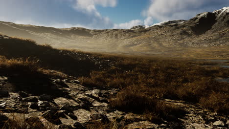 serene mountain landscape with grassy valley