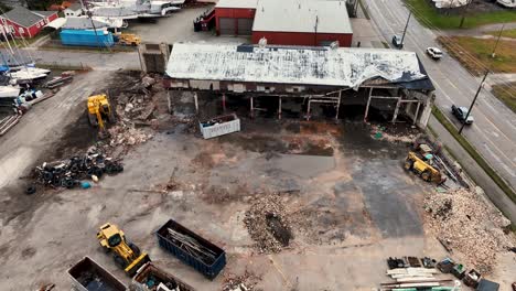 moving forward over a boatyard of rubble