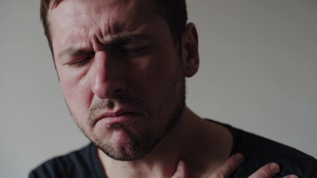 hombre que experimenta dolor o angustia