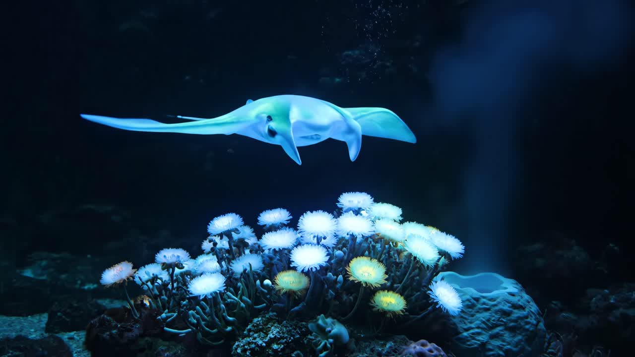 Manta Ray with Sea Anemones