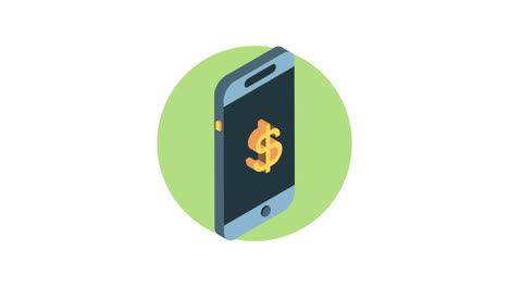 smartphone with dollar symbol financial animation