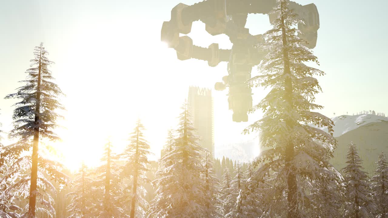 외계인 우주선이 도시 위를 떠다니고 있습니다.