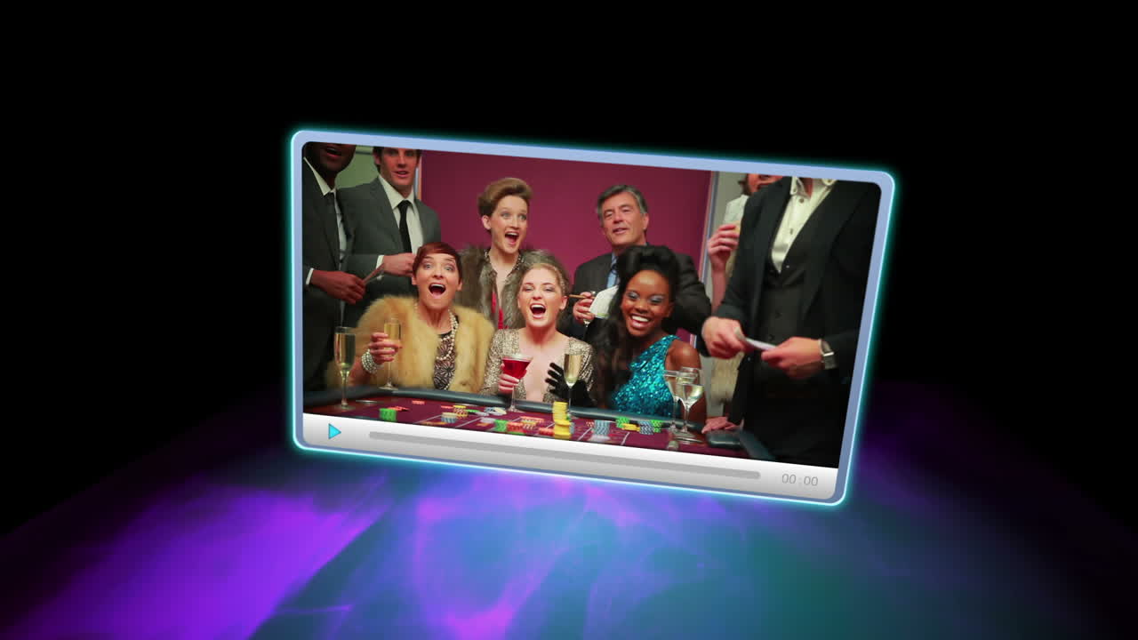 montaje de pantallas que muestran diversión en el casino