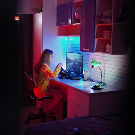 woman playing on computer