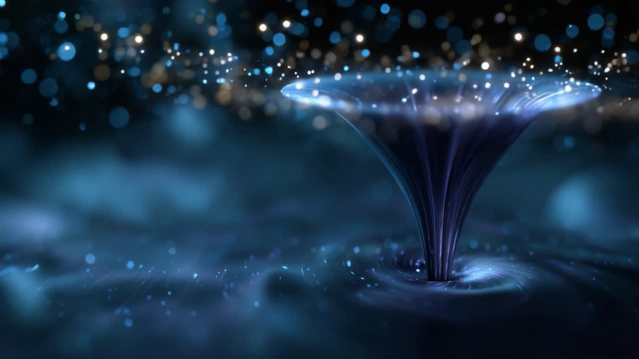 Un ipnotico vortice cosmico circondato da particelle scintillanti, che mette in mostra la bellezza dell'arte spaziale astratta e il fascino dei fenomeni cosmici vorticosi