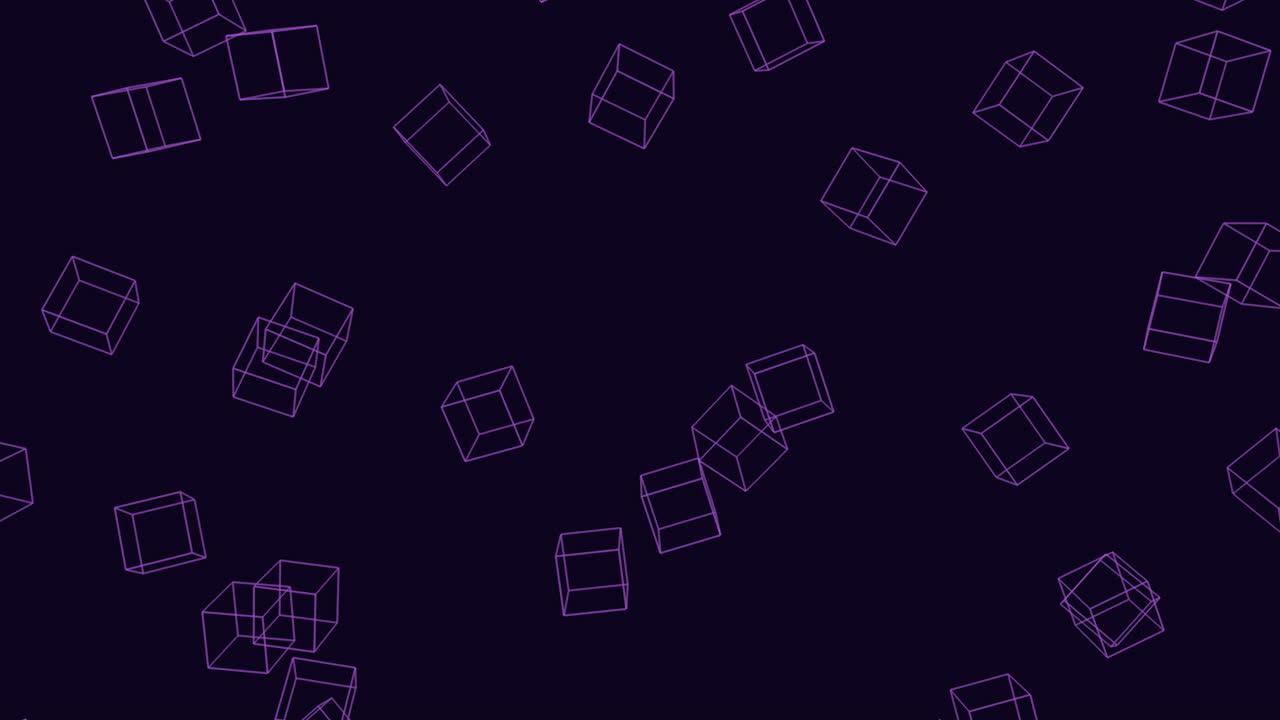 떠다니는 그리드 추상 검은색과 보라색 기하학 패턴