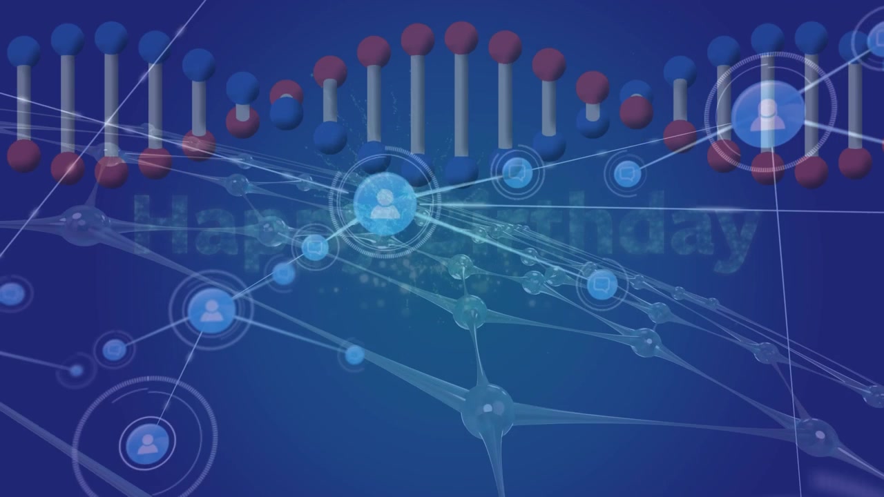 Digital DNA Strand and Network Connection Animation