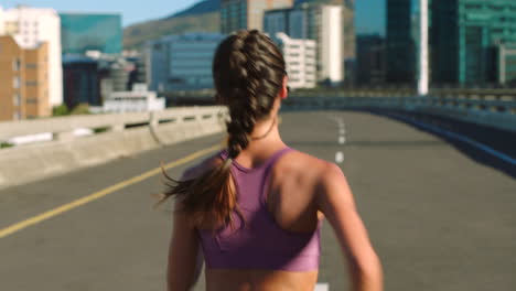 woman running in city