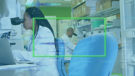 animación de procesamiento de datos sobre científicos afroamericanos en el laboratorio