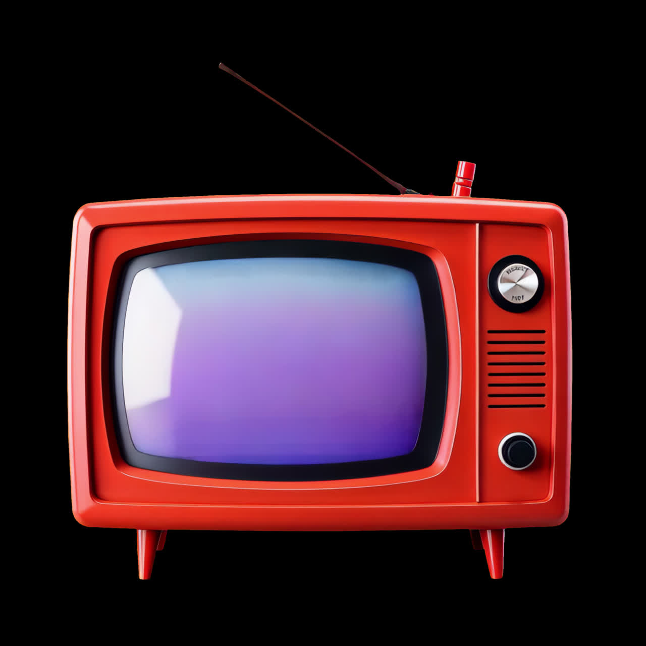 Animazione di televisore rosso vintage, risorsa isolata, video 4K trasparente, canale alfa, ProRes