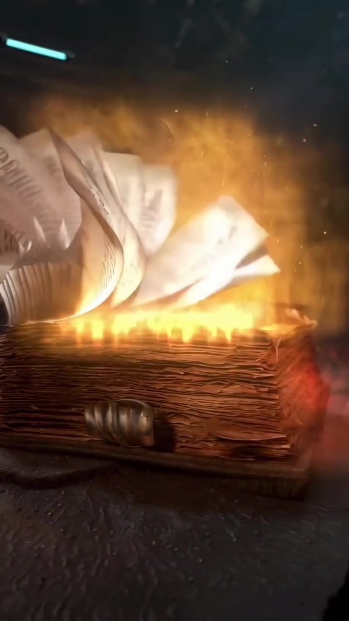 Buku Kuno Ajaib dengan Halaman Terbuka dan Energi Bercahaya