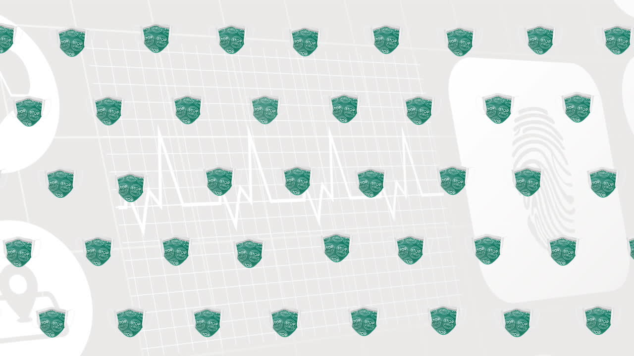Animation of face masks over medical icons