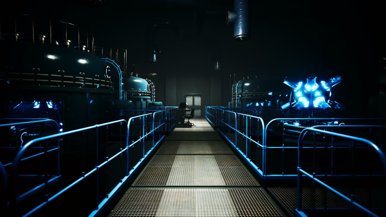 planta de energía ciberpunk futurista termonuclear o reactor nuclear