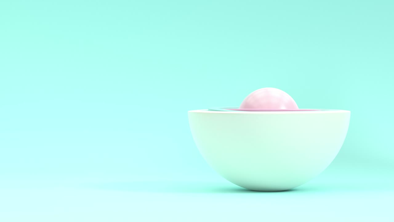 4k video of light pastel blue background with round and hemisphere shapes.