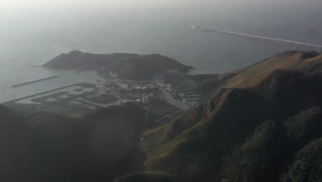 landscape of lantau island, hong kong, china. 4k drone footage of lion rock and surrounding area, the most iconic landscape in hong kong
