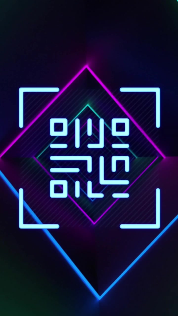 Animation of qr code glowing over green neon background