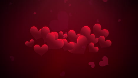 Fly-Valentine-hearts-with-lines-on-red-sky