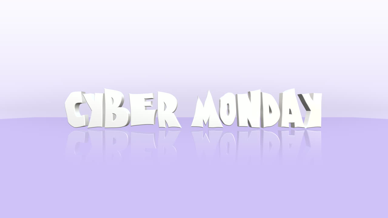 dibujo animado cyber lunes texto en gradiente púrpura limpio