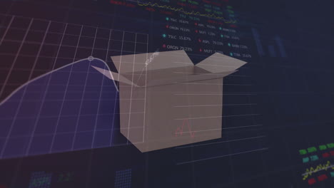 animación del procesamiento de datos financieros a través de la apertura y cierre de cajas de cartón