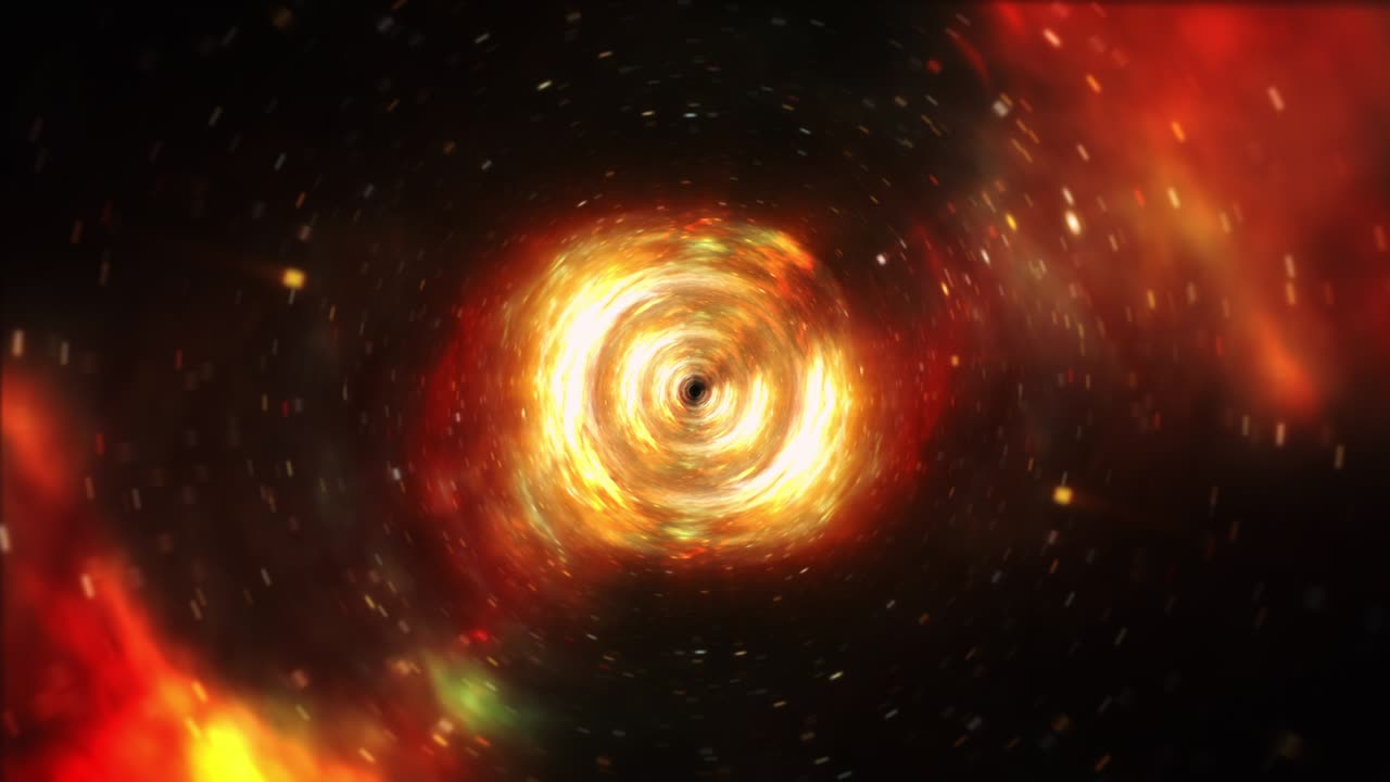 абстрактный полет в органический научно-фантастический туннель с светящимся оранжевым космическим туннелем. 4k 3d бесконечная петля аниме комический стиль мультфильма инопланетный световой туннель. бесшовный петлевой визуальный эффект высокотехнологичная анимация названия.