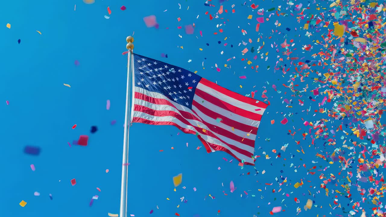 Bandiera americana con i confetti