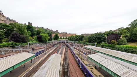 trains moving through edinburgh's waverley station