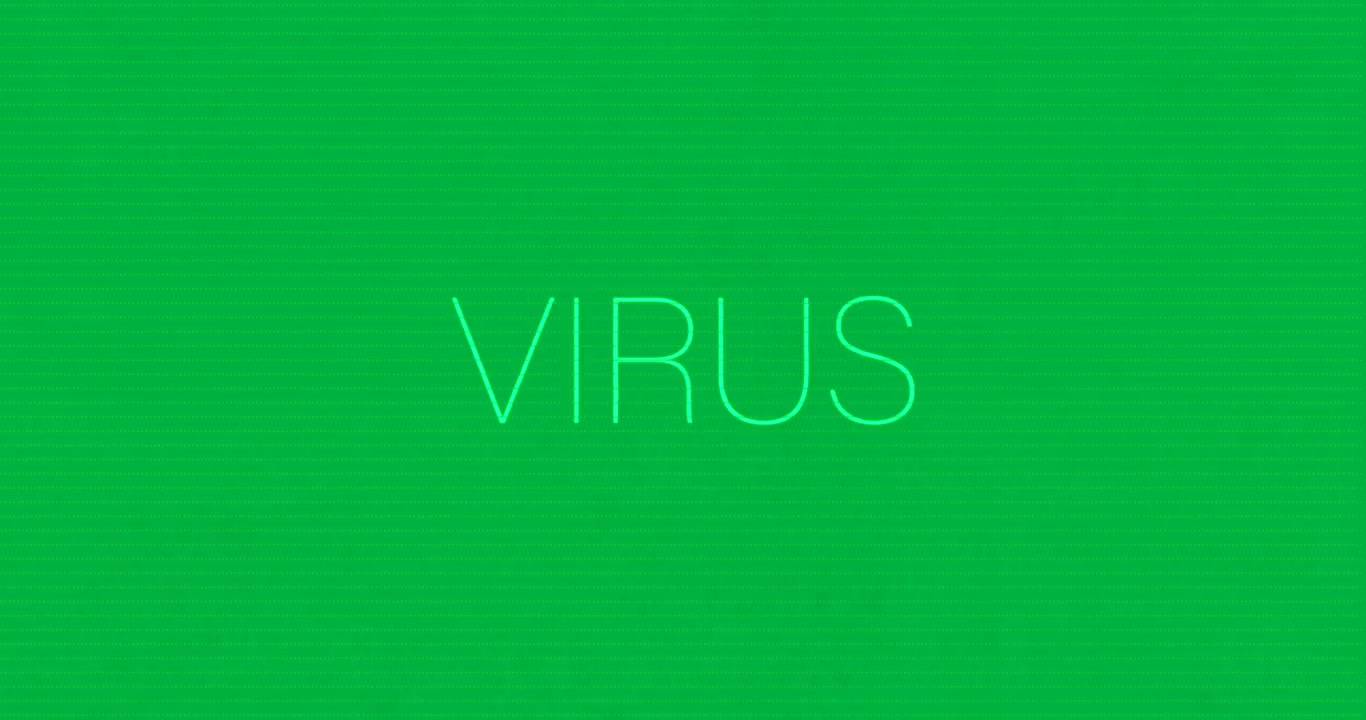 Animazione del testo "virus" su sfondo trasparente
