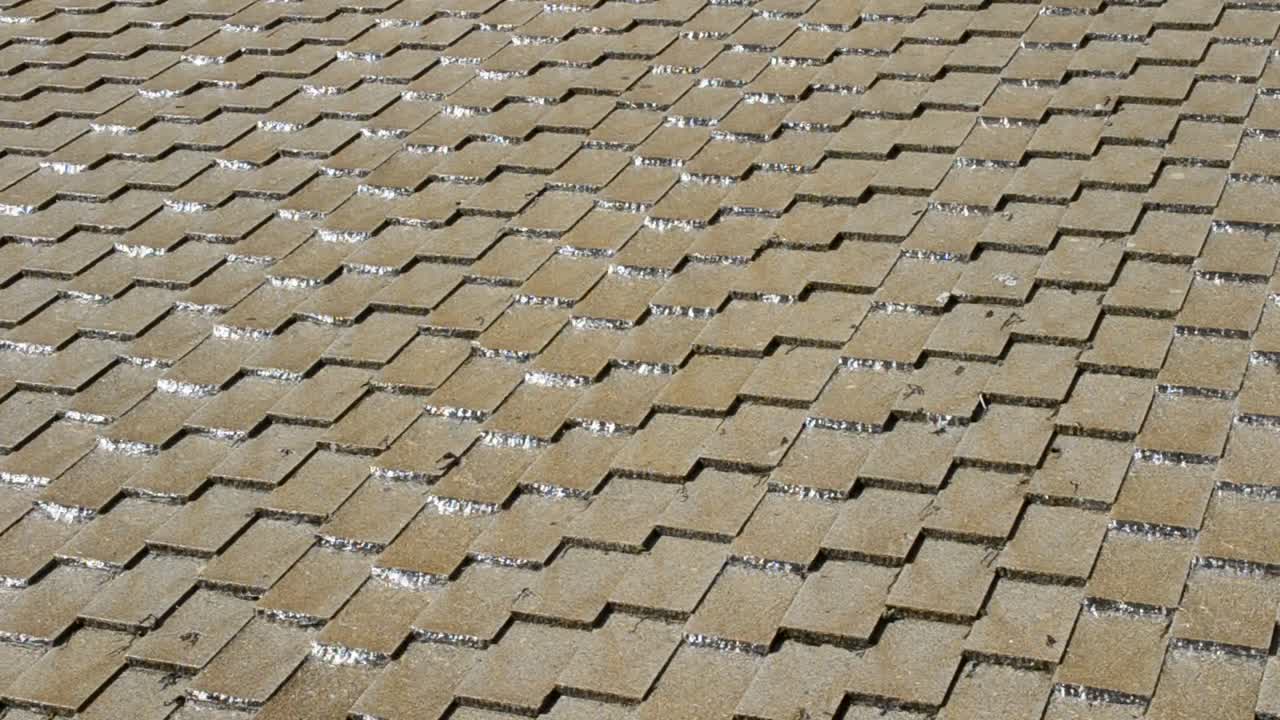 Water on a roof. Shooting in Madrid, Spain. Artificial falls