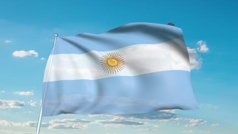 flag of argentina with fabric structure against a cloudy sky (loopable)