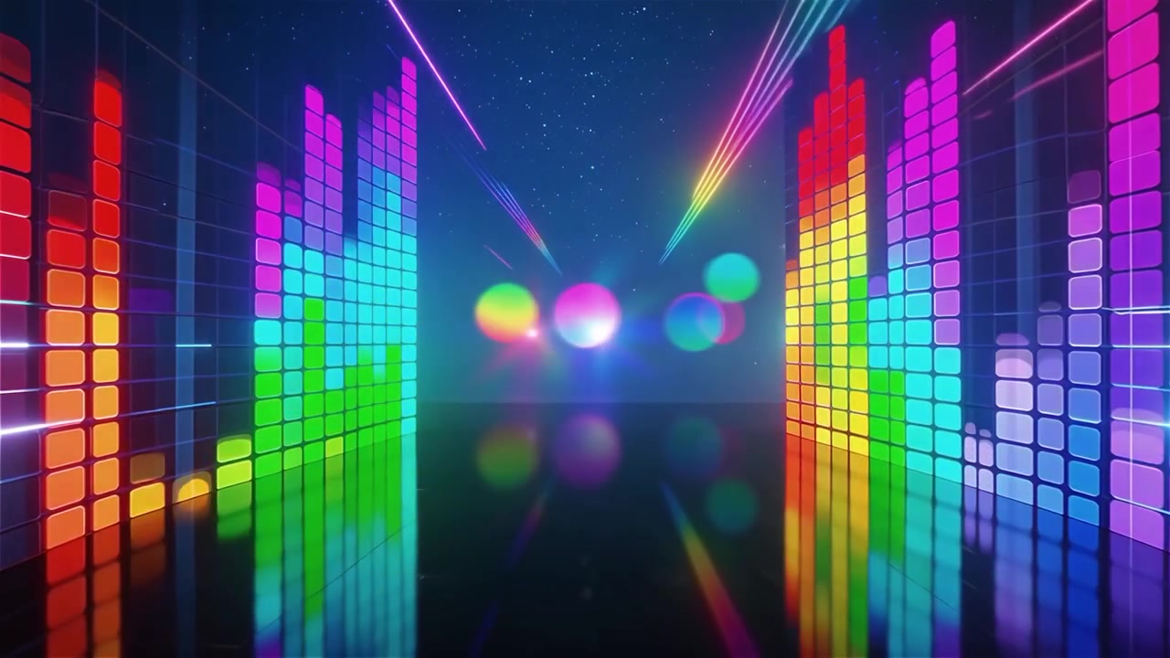 Futuristic Rainbow Neon Music Equalizer Visualizer Background