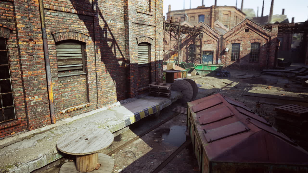 공장에서 버려진 오래된 산업 건물