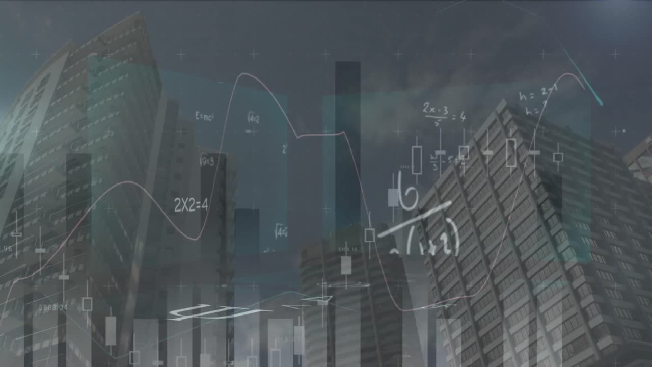 Animation der Datenverarbeitung über dem Stadtbild
