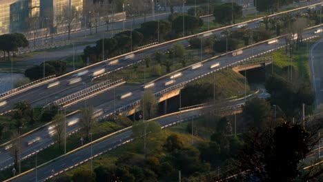 traffic scene and road at sunset. long exposure.time lapse