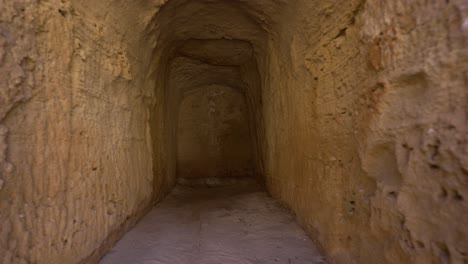 unique view inside the halls of an underground greek necropolis