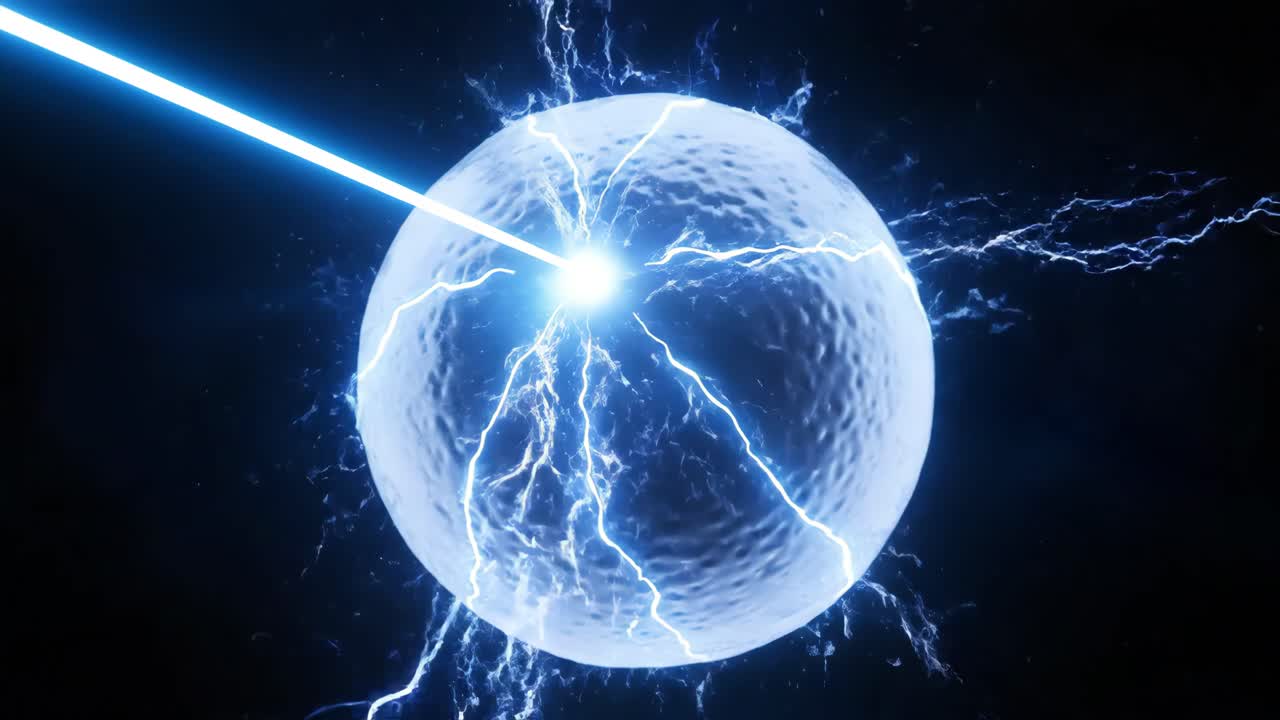 Laser beam striking an energy ball