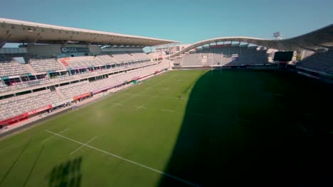 fpv diving shot into stade de rugby ggl de montpellier in downtown france