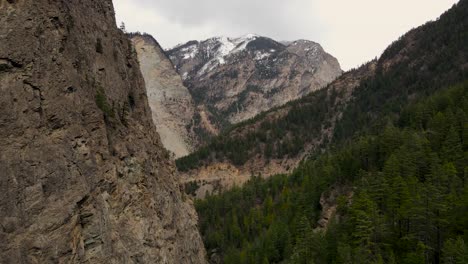 aerial drone shot of mountains near lake duffey in british columbia, canada