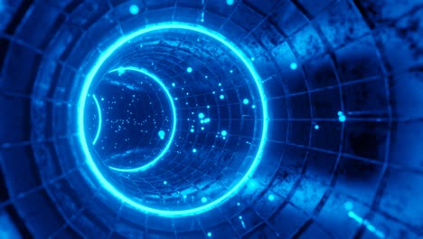 seamless loop motion graphic of flying into swirl circle digital tunnel