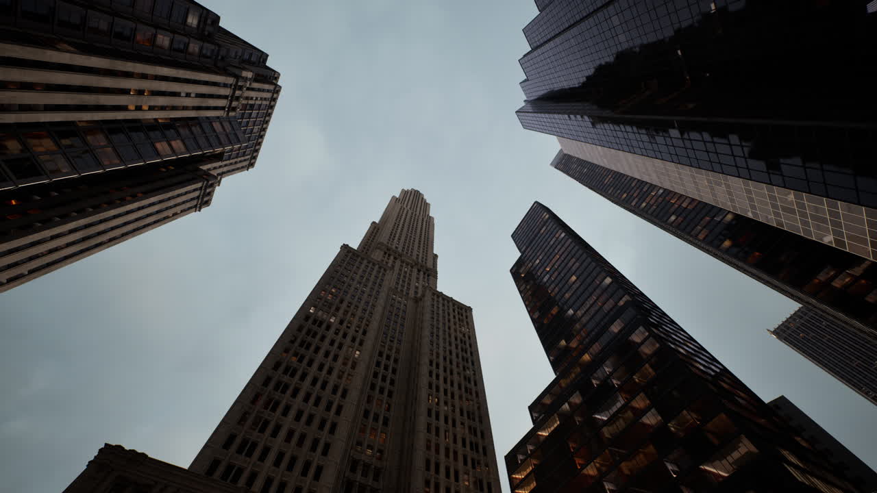 vista de abajo de los rascacielos de chicago