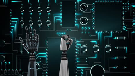 manos de robot y placa de circuito