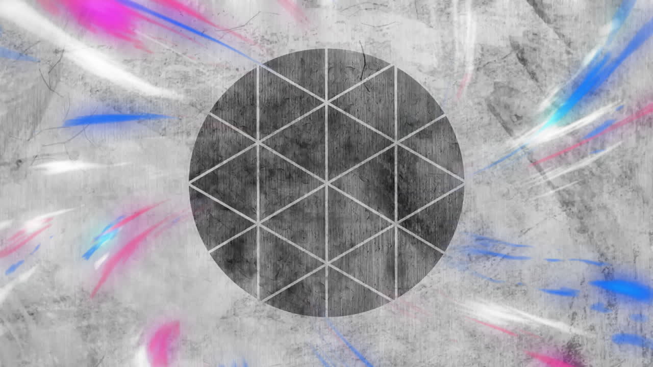 Animation of neon light trails over distressed grey background