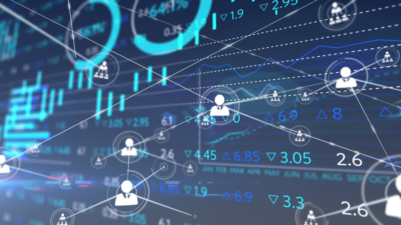 해군 배경에 대한 금융 데이터 및 그래프에 대한 연결의 애니메이션