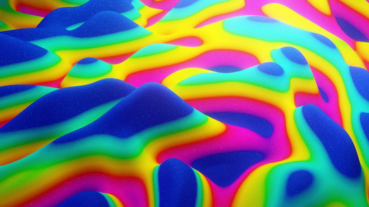 4k에서 루프 된 축제 액체 bg, 밝은 반이는 표면에 추상적인 파동 패턴, 액체 그라디언트 무지개 색상, 부드러운 애니메이션에서 페인트 액체에 파동, 점성 3d 액체에 반이는 크리에이티브 배드 드로