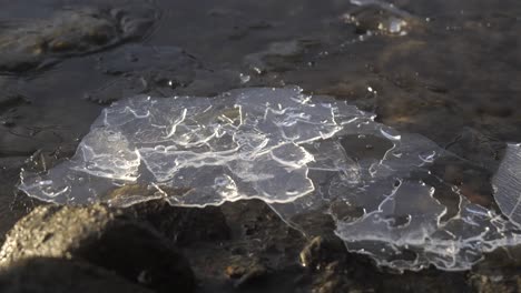 Detalle-Sobre-Agua-Congelada,-Hielo-Y-Agua