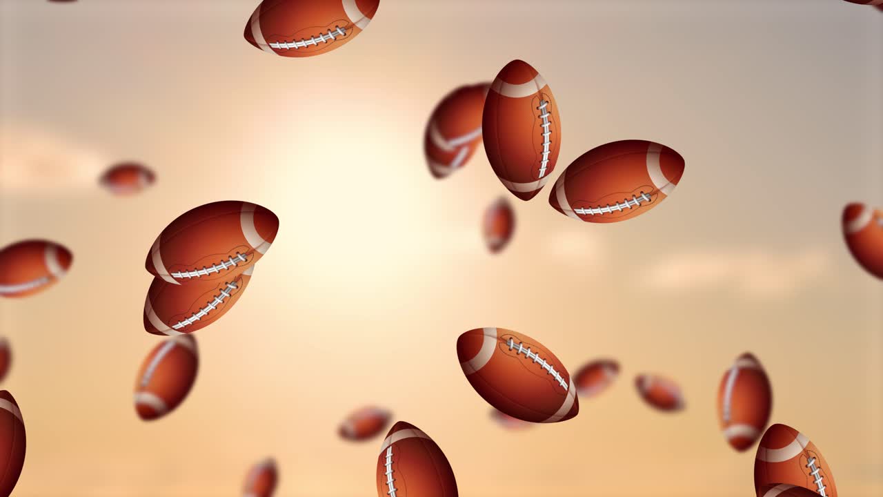 futbolistas estadounidenses flotando contra un telón de fondo de puesta de sol